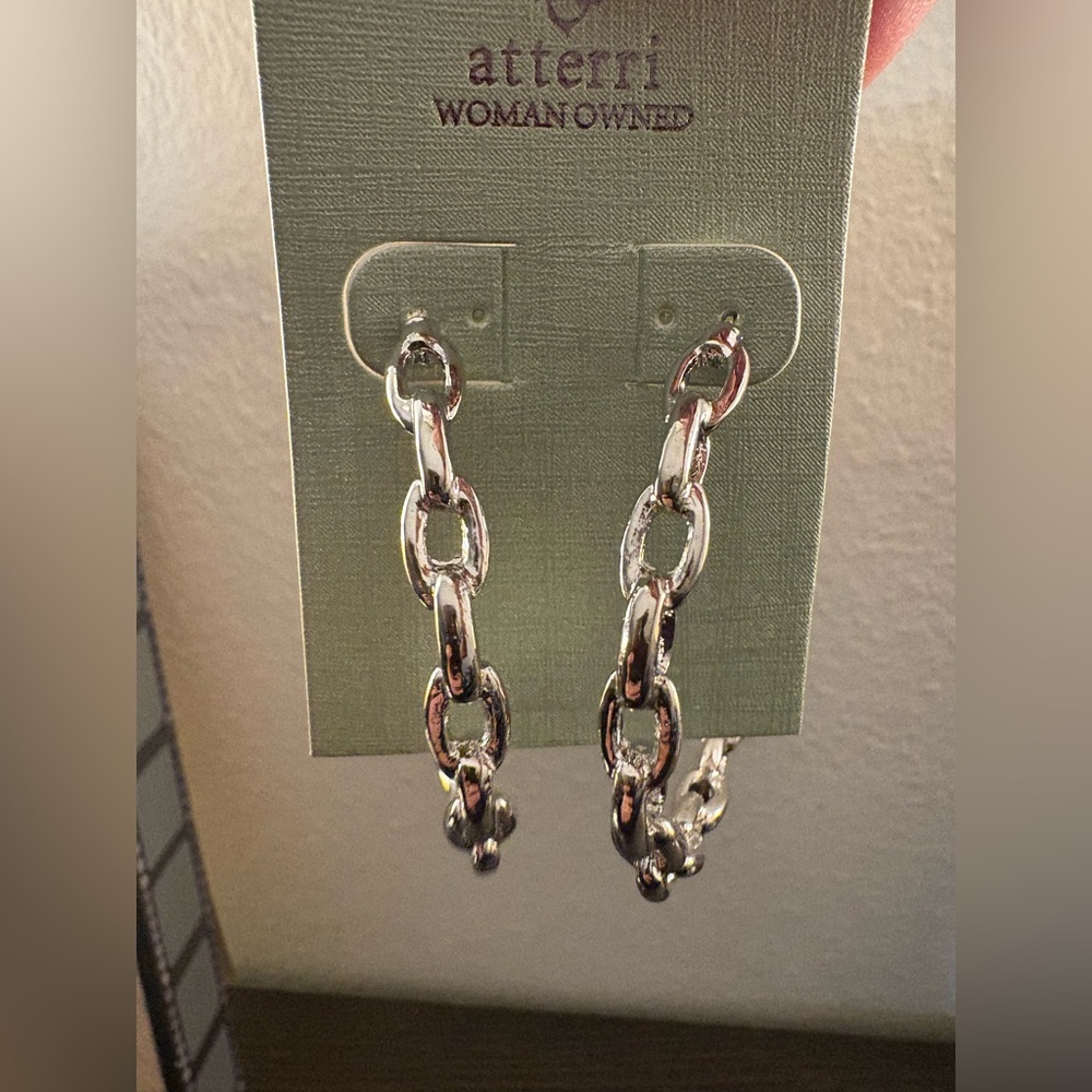 NEW Atterri Silver Chain Hoop Earrings
